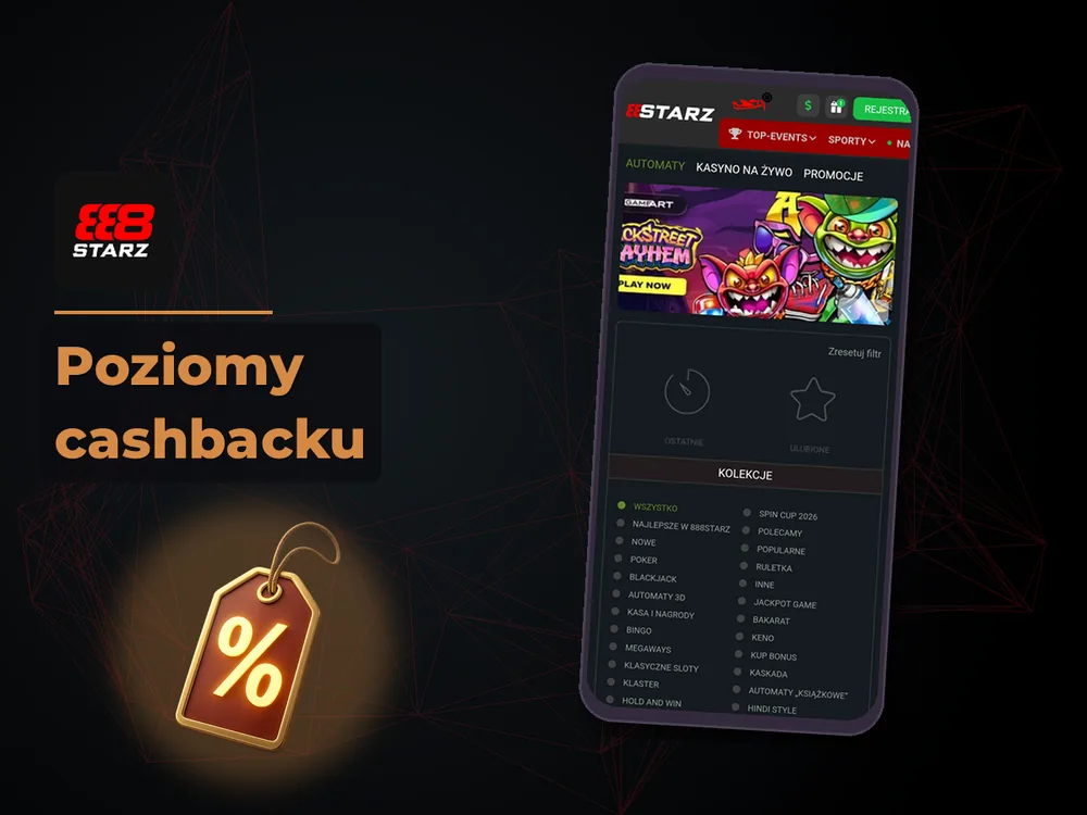 888starz - Poziomy cashbacku